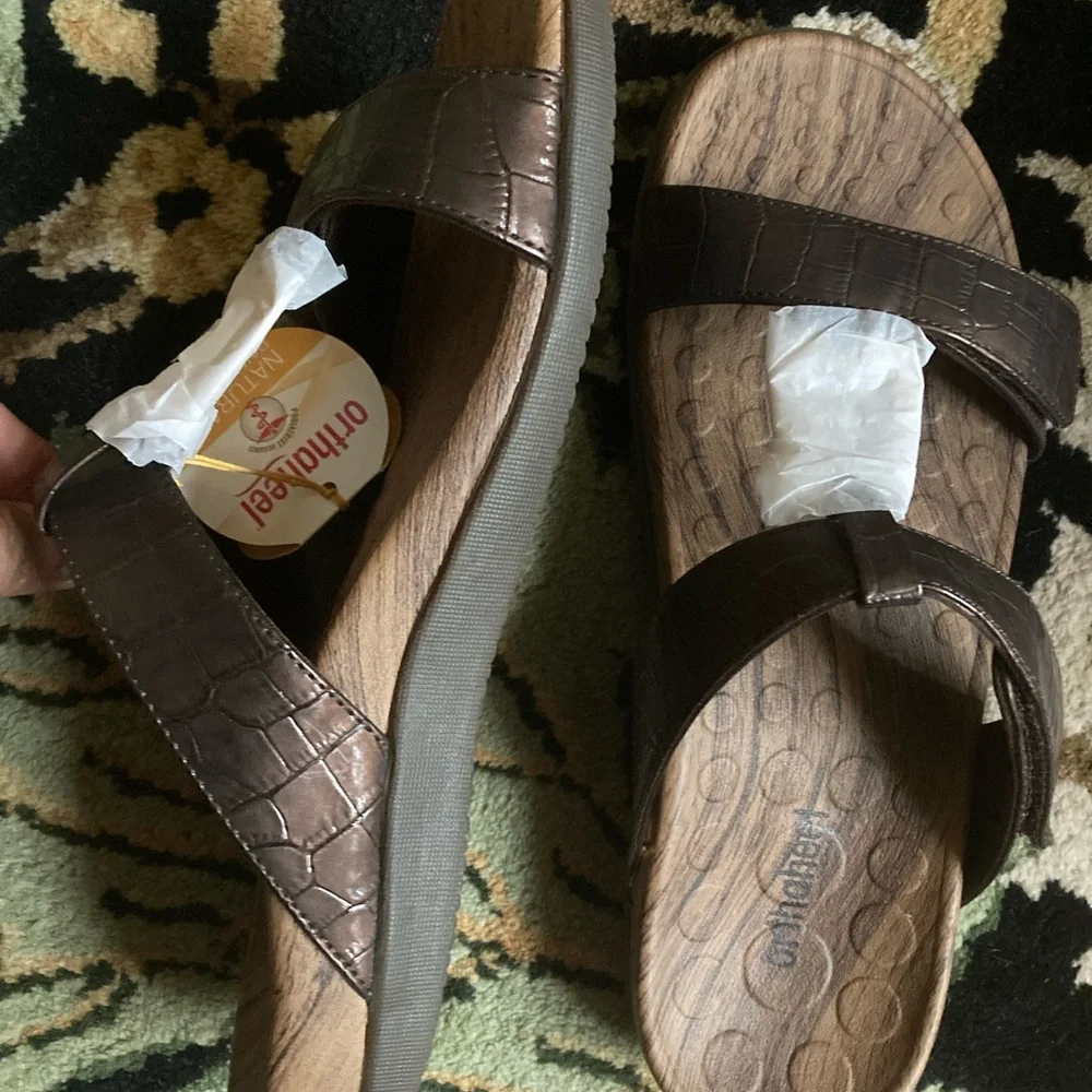 NIB Orthaheel Adjustable Layla Sandals Brandy Sz 10